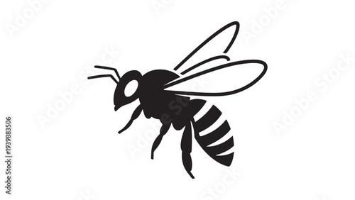 Minimalist Black and White Wasp Vector Illustration for Design and Nature Projects