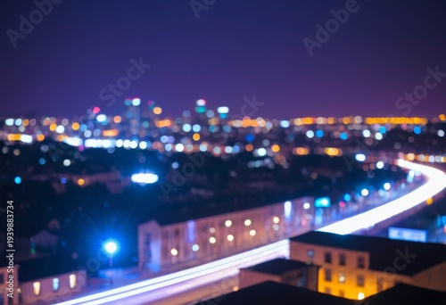 Wallpaper Mural Abstract background of blurred city night lights and bokeh Torontodigital.ca