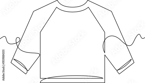 one line art Raglan T Shirt vector illustration. line art, one continuous line, simple, hand drawn and sketch style. for icons, symbols, signs or logos. PNG