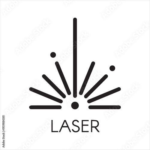 Laser ray half circle icon drawing in outline design. Graphic thin line stroke pictograph. Technology concept contour web sign. Vector illustration of laser cutting series