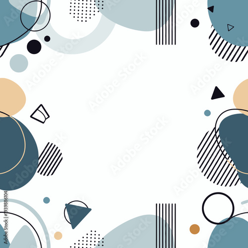 Abstract Geometric Shapes and Lines in Flat Design - Modern Background with Retro Elements and Cool Color Palette