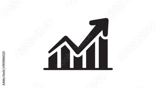 A simple line art illustration of a rising graph with an upward trend arrow indicating growth and success