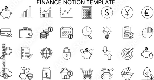 Collection of Finance Related Icons Set.