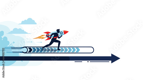 Two individuals walking down separate colored paths that diverge at a fork representing career choices and different professional journeys.