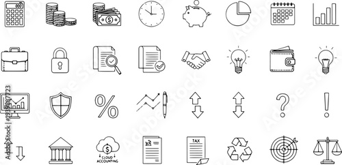 Collection of Simple Business Icons Set.