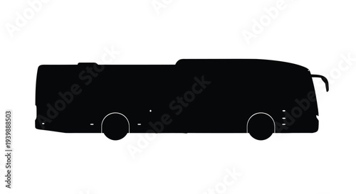 Silhouette of a modern passenger bus against a stark white background