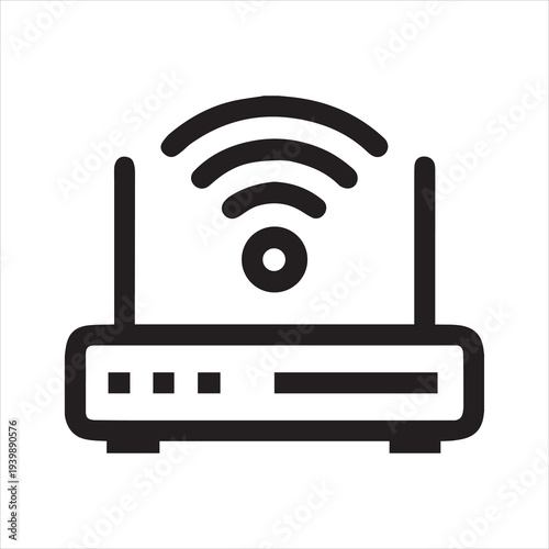 Modern router and wifi signal icon for network connectivity
