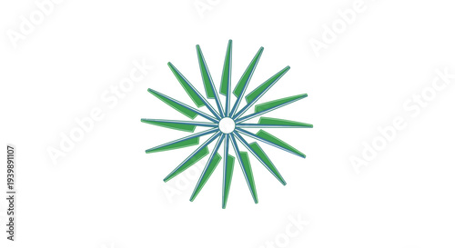 Green and White Starburst Design Element.