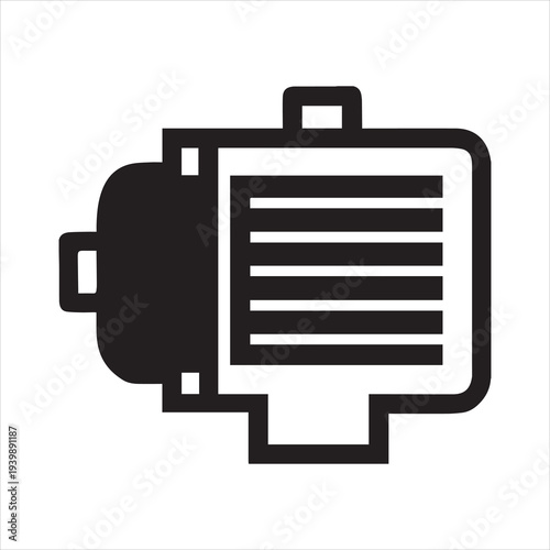 Industrial electric motor icon for engineering and technology
