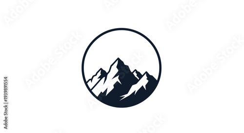 Black Mountain Peak Silhouette Logo Design.