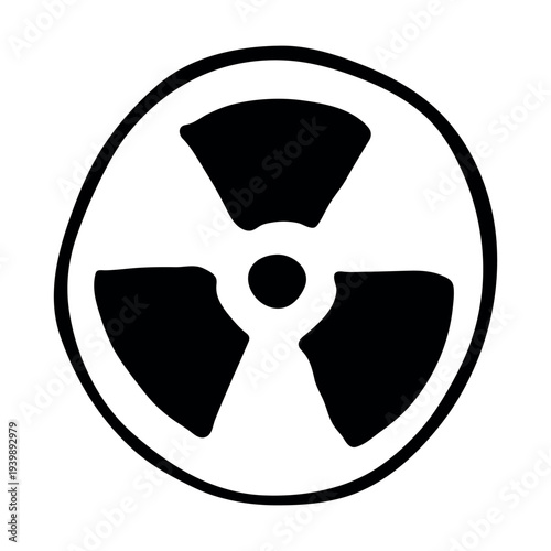 Hand drawn radiation sign Nuclear radiation hazard symbol Radioactive danger warning sign clipart in doodle style Nuclear safety Radioactive waste Single element for print, web, design, decor