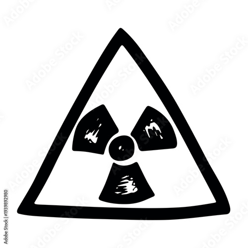 Hand drawn radiation sign Nuclear radiation hazard symbol Radioactive danger warning sign clipart in doodle style Nuclear safety Radioactive waste Single element for print, web, design, decor