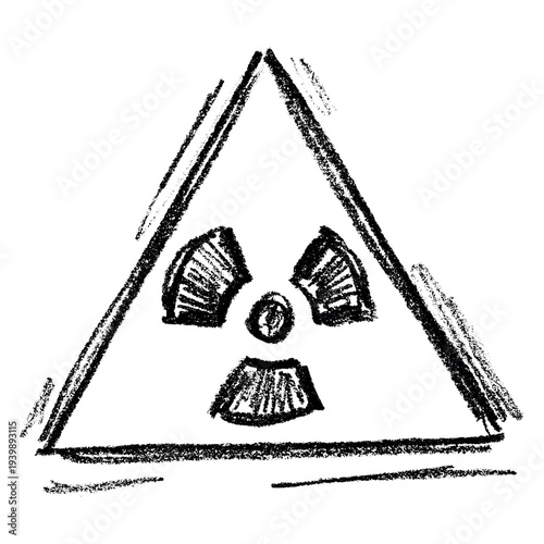 Hand drawn radiation sign Nuclear radiation hazard symbol Radioactive danger warning sign clipart in doodle style Nuclear safety Radioactive waste Single element for print, web, design, decor