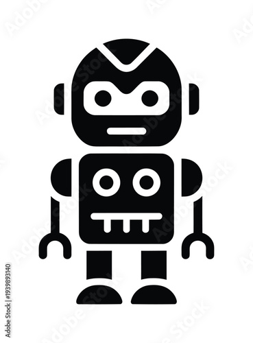 Vector of a cartoon robot with a stern face