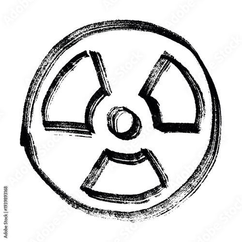 Hand drawn radiation sign Nuclear radiation hazard symbol Radioactive danger warning sign clipart in doodle style Nuclear safety Radioactive waste Single element for print, web, design, decor