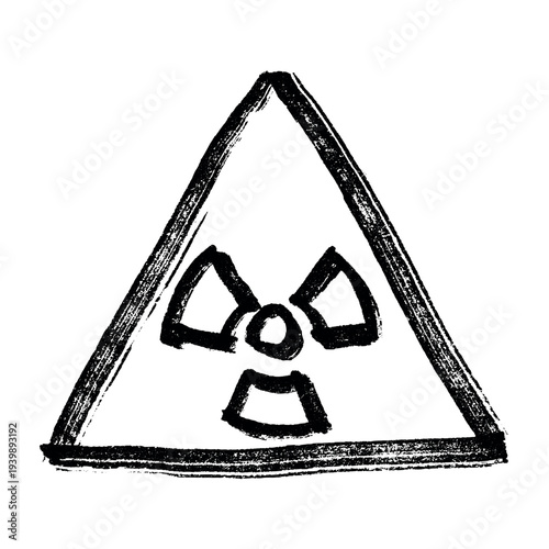 Hand drawn radiation sign Nuclear radiation hazard symbol Radioactive danger warning sign clipart in doodle style Nuclear safety Radioactive waste Single element for print, web, design, decor