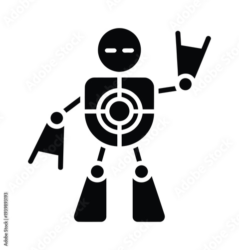 Vector of a humanoid robot in a target-shaped torso design