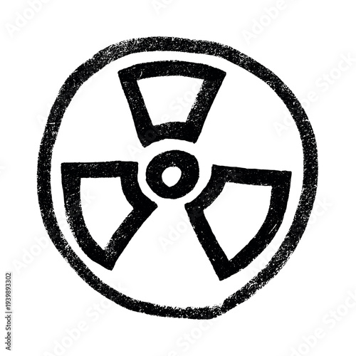 Hand drawn radiation sign Nuclear radiation hazard symbol Radioactive danger warning sign clipart in doodle style Nuclear safety Radioactive waste Single element for print, web, design, decor