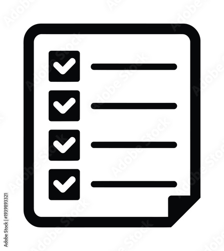 Vector icon of a checklist document showing four items