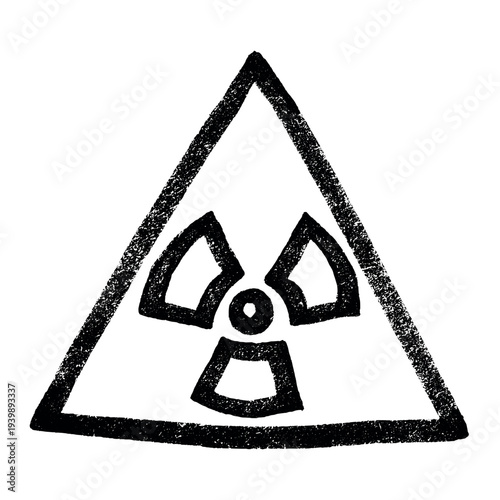 Hand drawn radiation sign Nuclear radiation hazard symbol Radioactive danger warning sign clipart in doodle style Nuclear safety Radioactive waste Single element for print, web, design, decor