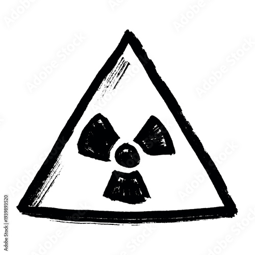 Hand drawn radiation sign Nuclear radiation hazard symbol Radioactive danger warning sign clipart in doodle style Nuclear safety Radioactive waste Single element for print, web, design, decor