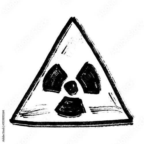 Hand drawn radiation sign Nuclear radiation hazard symbol Radioactive danger warning sign clipart in doodle style Nuclear safety Radioactive waste Single element for print, web, design, decor