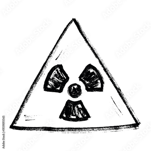 Hand drawn radiation sign Nuclear radiation hazard symbol Radioactive danger warning sign clipart in doodle style Nuclear safety Radioactive waste Single element for print, web, design, decor