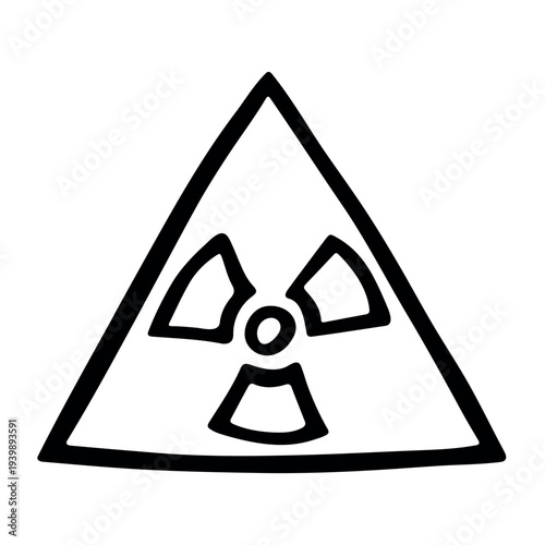 Hand drawn radiation sign Nuclear radiation hazard symbol Radioactive danger warning sign clipart in doodle style Nuclear safety Radioactive waste Single element for print, web, design, decor