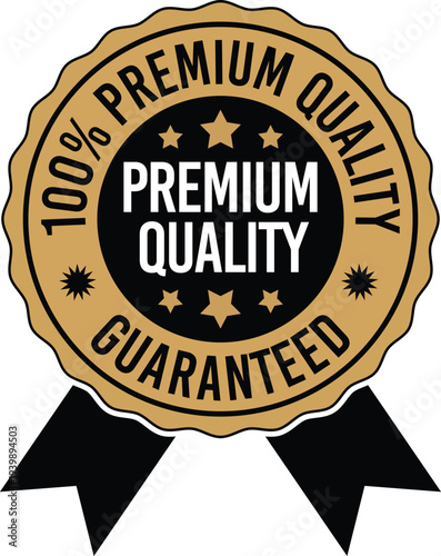 Tableau sur toile Premium Quality Guaranteed Seal – Gold and Black Vector Badge with Decorative Ri