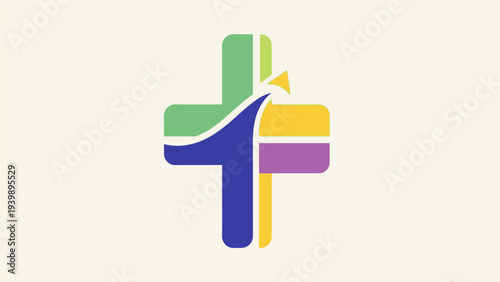 Colorful Cross Medical Healthcare Symbol Logo.