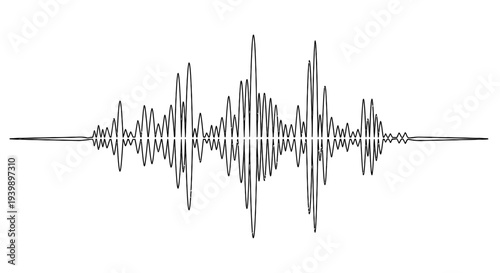 A grayscale waveform visualization resembling a sound wave or audio signal