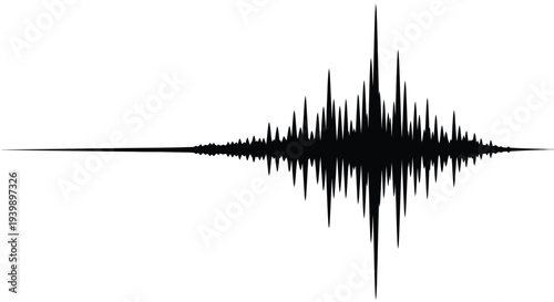 Black waveform illustration resembling a sound or seismic activity display