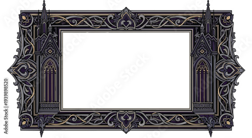 Ornate Gothic Frame with Intricate Filigree and Architectural Details