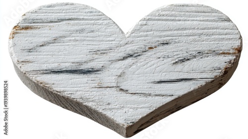 Minimalist white wooden heart clipart with soft watercolor texture, simple and elegant design for romantic and decorative use, isolated on white background, clean vector illustration