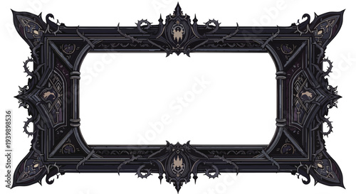 Ornate Gothic Frame with Spikes and Dark Ornaments - Decorative Border