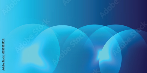 Blue abstract glowing circles background, soft gradient neon technology banner design with copy space