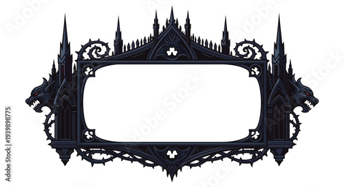 Gothic Frame with Gargoyles and Spikes