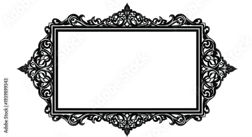 Ornate Vintage Rectangle Frame with Flourishes - Decorative Border Element