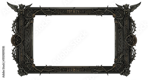 Ornate Dark Gothic Frame with Thorns and Runes