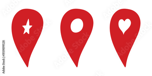 Set of hand drawn map pin Map marker pointer sign GPS and mapping tools Location pin symbol Pinpoint clipart in doodle style Single element for web, design