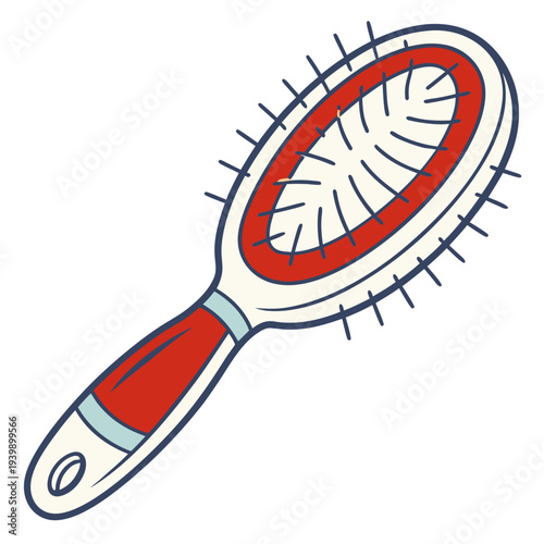 Isolated colorful hairbrush for personal hygiene and beauty care with ergonomic handle and bristles for grooming and styling long or short hair