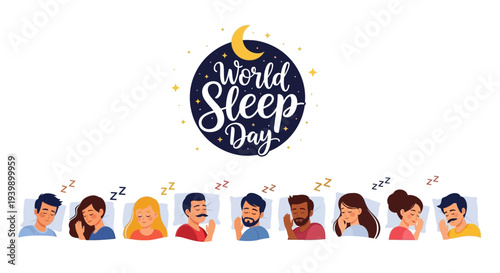 Vector illustration for World Sleep Day 2026 promoting healthy sleep concept and sleep health awareness campaign