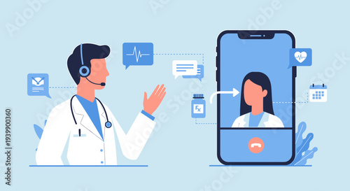 Doctor consulting patient online via smartphone, telemedicine concept, healthcare technology