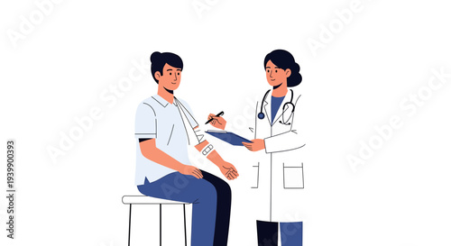 Doctor examining patient's arm, medical check-up, healthcare concept