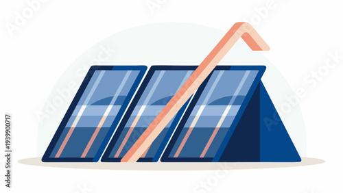Solar panels with rising energy efficiency graph