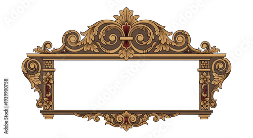 Ornate Vintage Frame with Floral Swirls and Decorative Elements