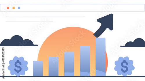 Growing business success graph with rising profits