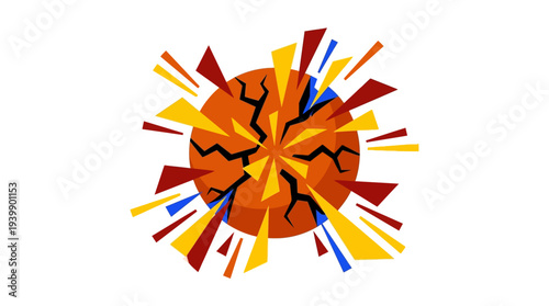 Minimalist flat vector illustration of an abstract explosion.
