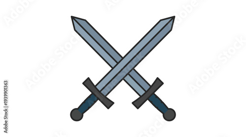 Minimal flat vector illustration of a crossed sword