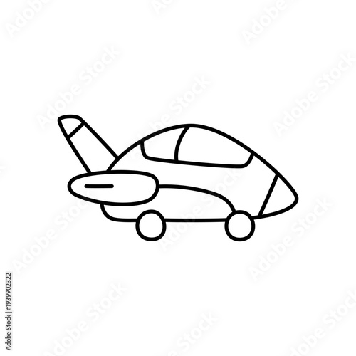 Airplane line icon, simple jet aircraft flying symbol, minimalist vector pictogram for aviation travel, air transport, and flight journey concept